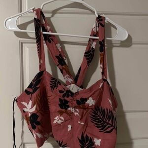 Zara Pink Tie Front Crop Tank Top